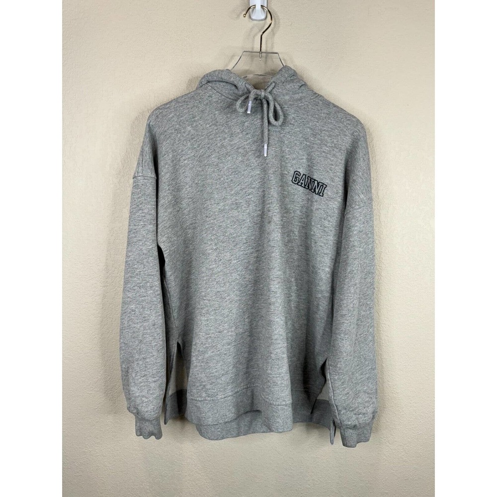 Ganni Women's Software Isoli Hooded Sweatshirts Long Sleeve Heather Gray XXS